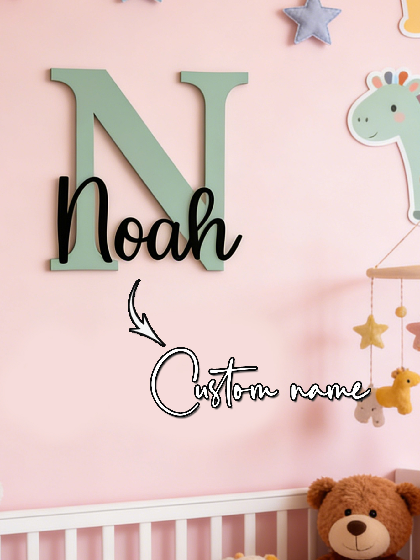 Baby Nursery Wall - Custom Name Cloud Shaped Wooden Name