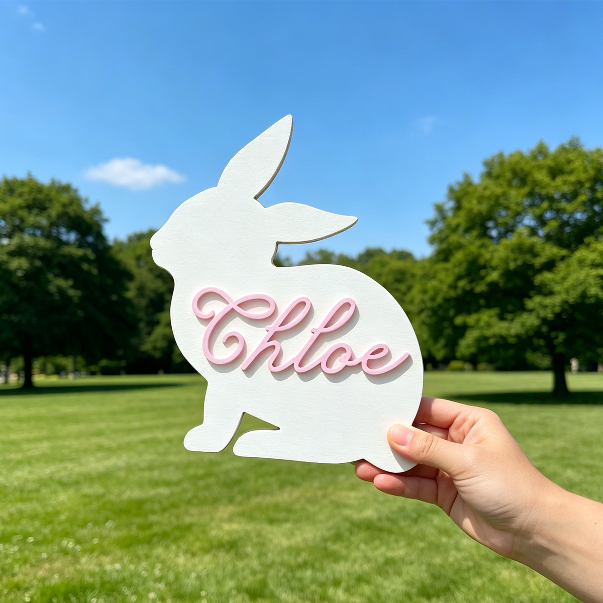 Baby Nursery Wall - 1Pc Custom Cute Bunny Name Wooden