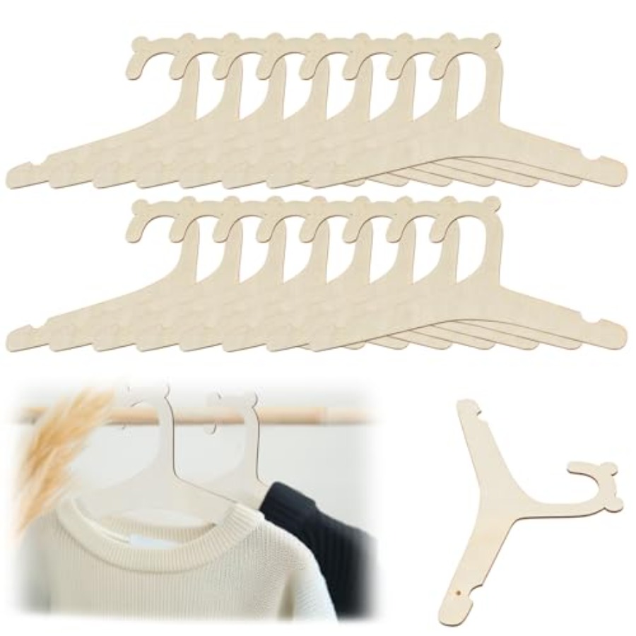 Baby Nursery Hangers - 15 Pcs Wooden Baby Clothes Hangers,