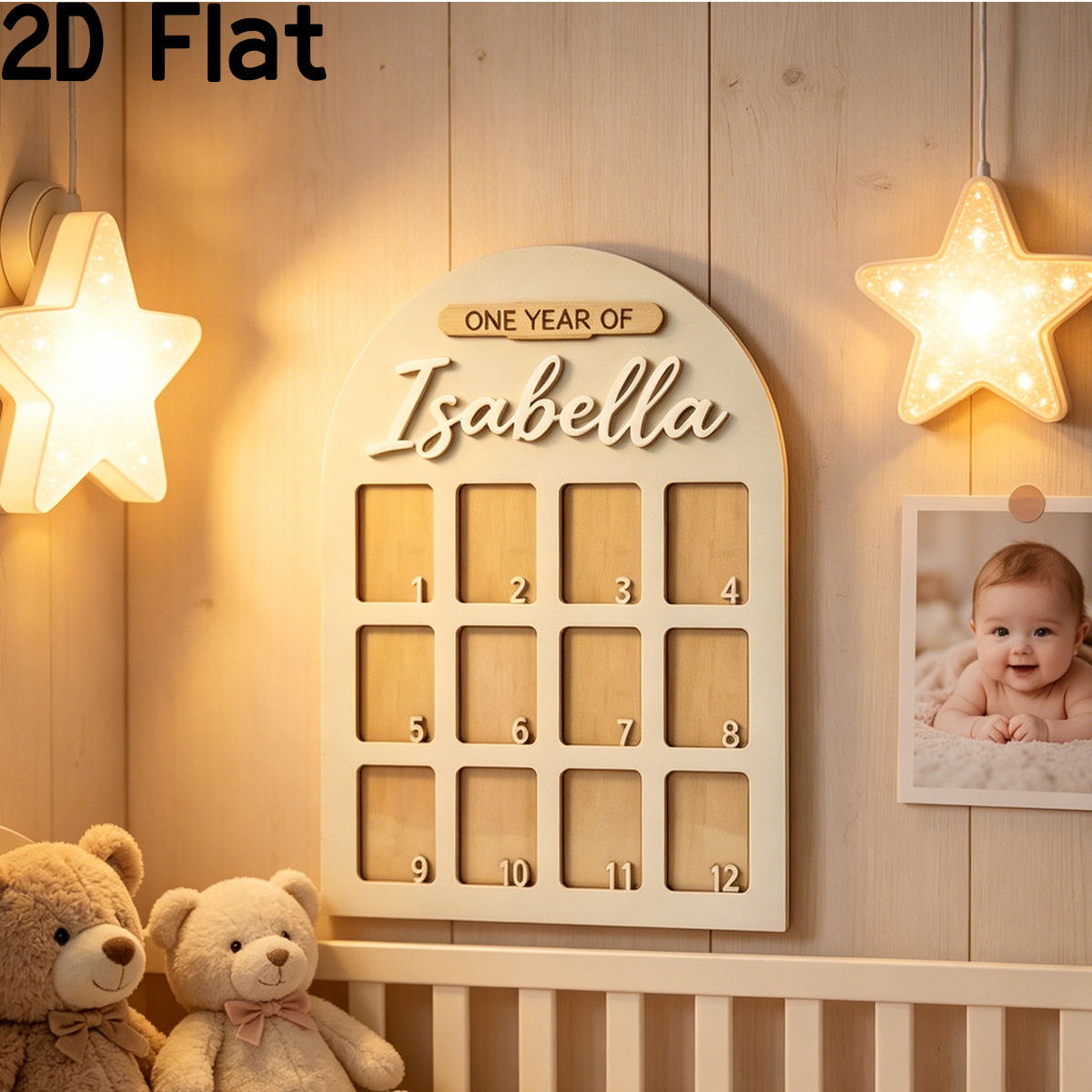 Baby Nursery Wall - 1Pc Custom Photo Record Board Wooden