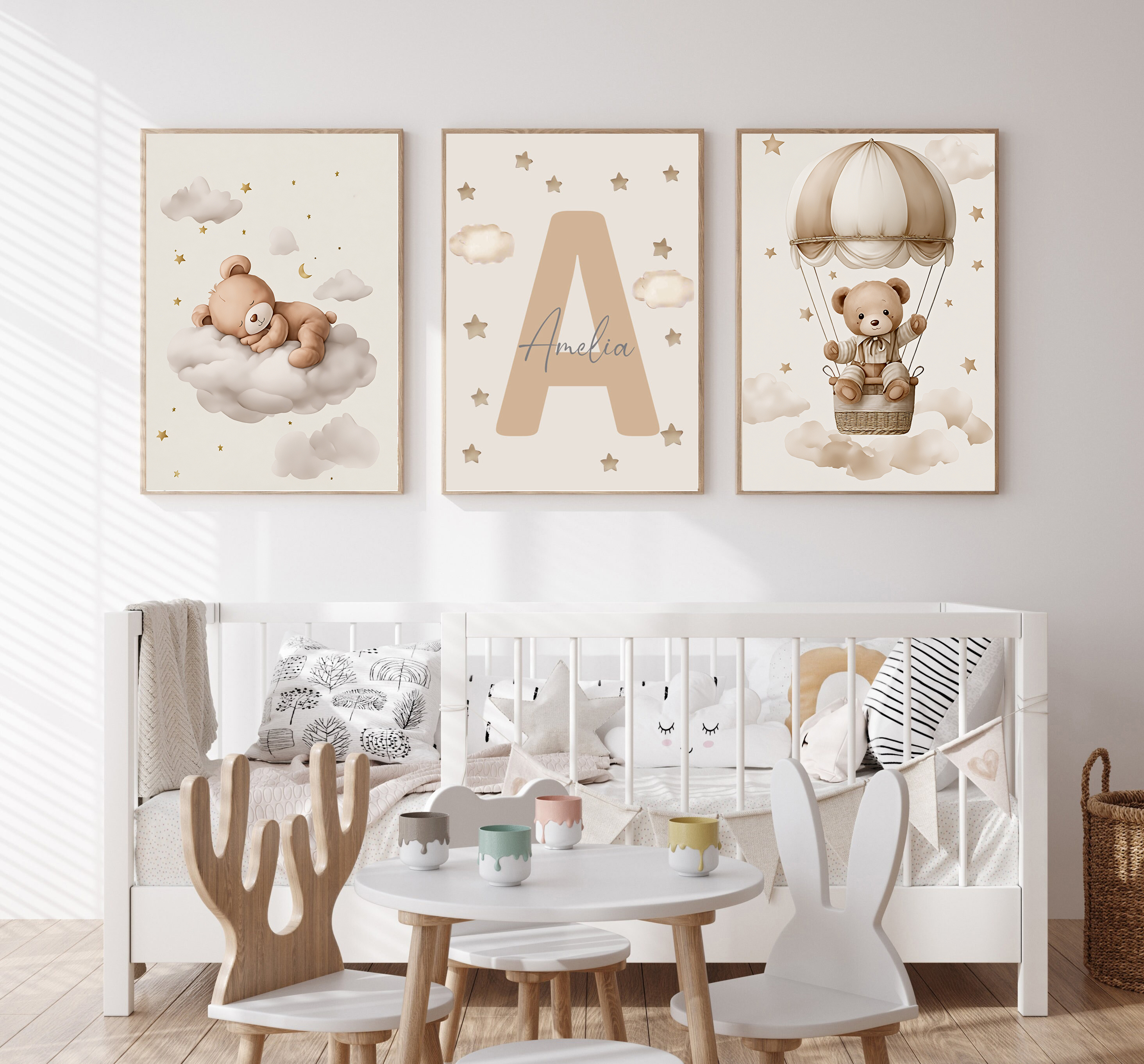 Baby Nursery Wall - 3pcs/set Bohemian Teddy Bear Animal Custom