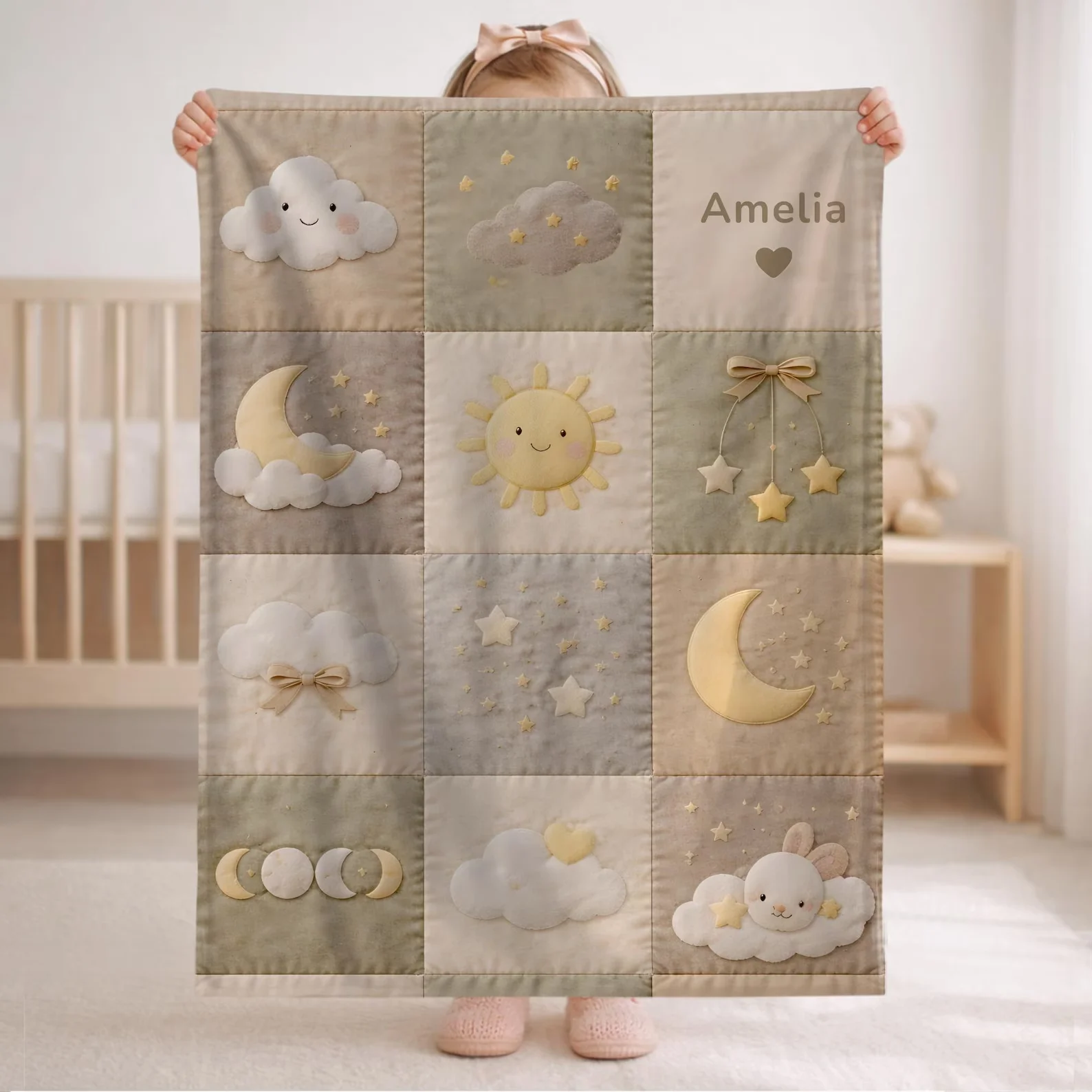 Patchwork Baby Blanket with Na - Baby Nursery Quilts review and price
