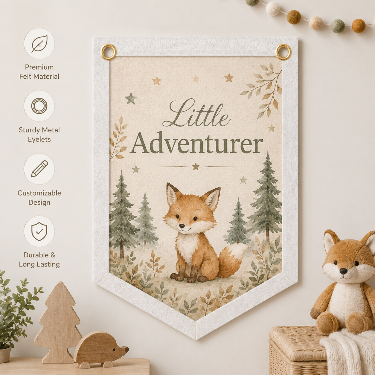 Custom Felt Banner Hanging Gar - Baby Nursery Forest Theme review and price
