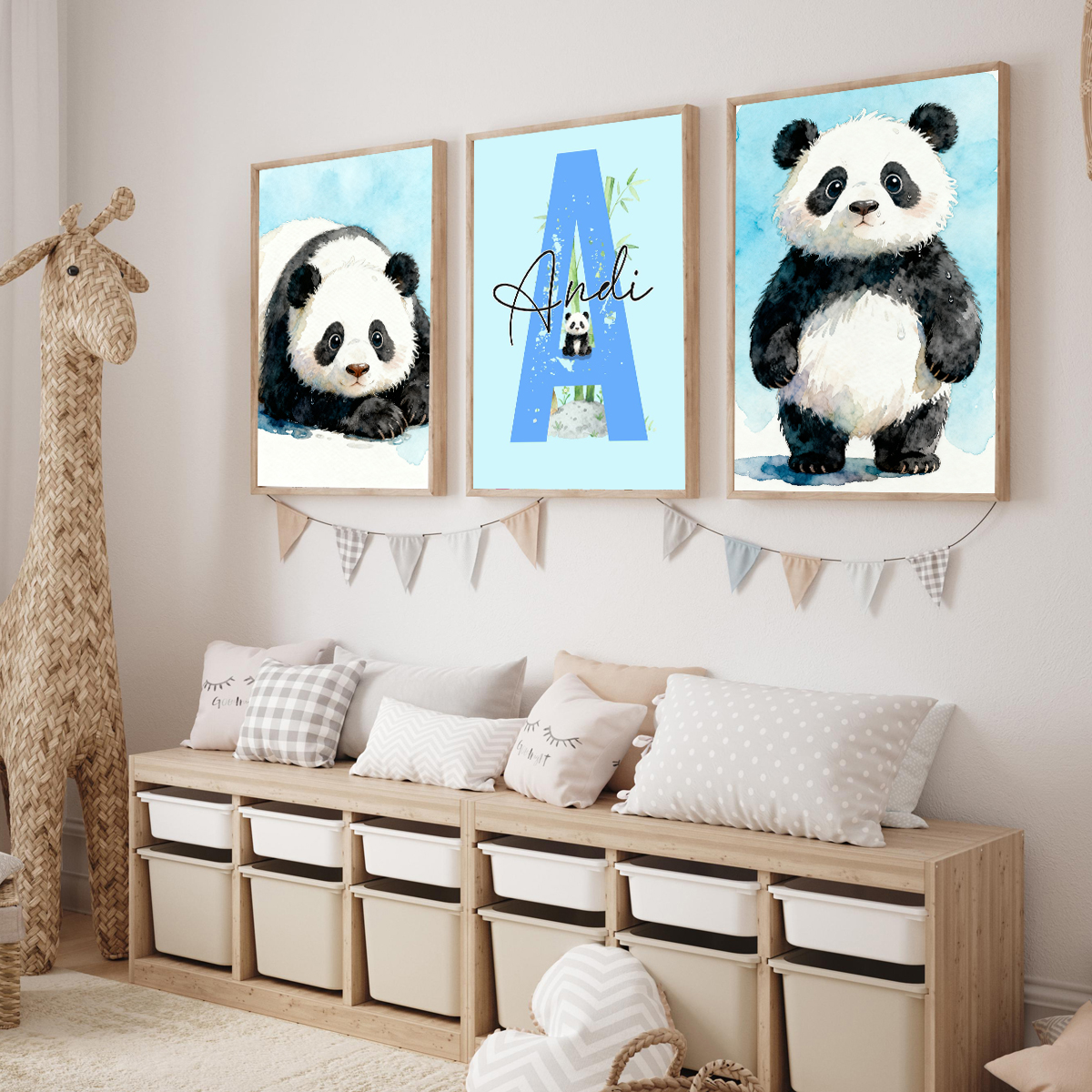 3pcs Personalized Panda Nurser - Baby Nursery Wall review and price