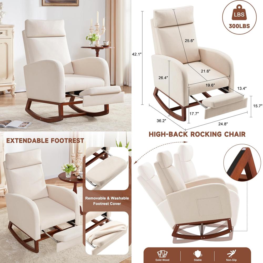 High-Back Nursery Rocking Chai - Baby Nursery Glider Chair review and price