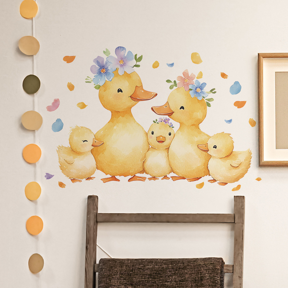 Cartoon Yellow Duck Family Wal - Baby Nursery Yellow Walls review and price