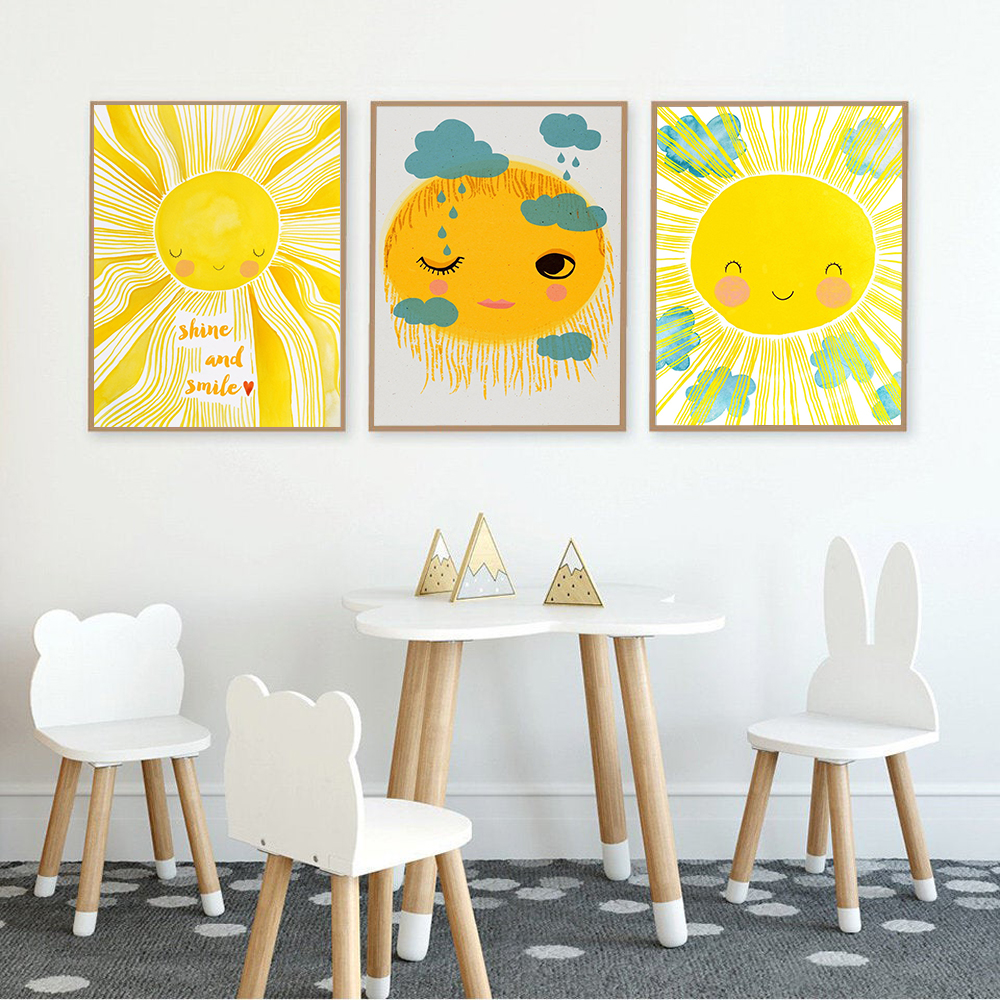 Cartoon Yellow Sun Cloud Nurse - Baby Nursery Yellow Walls review and price