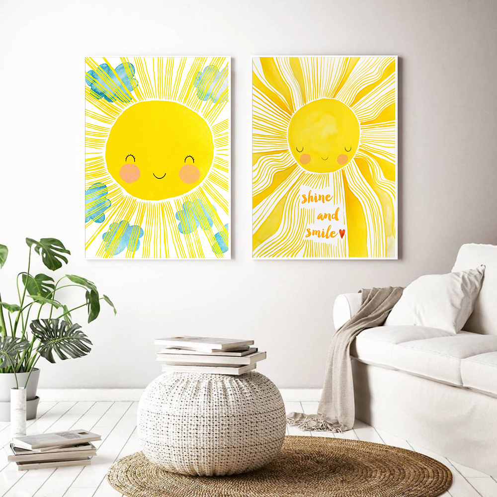Cartoon Yellow Sun Cloud Nurse - Baby Nursery Yellow Walls review and price