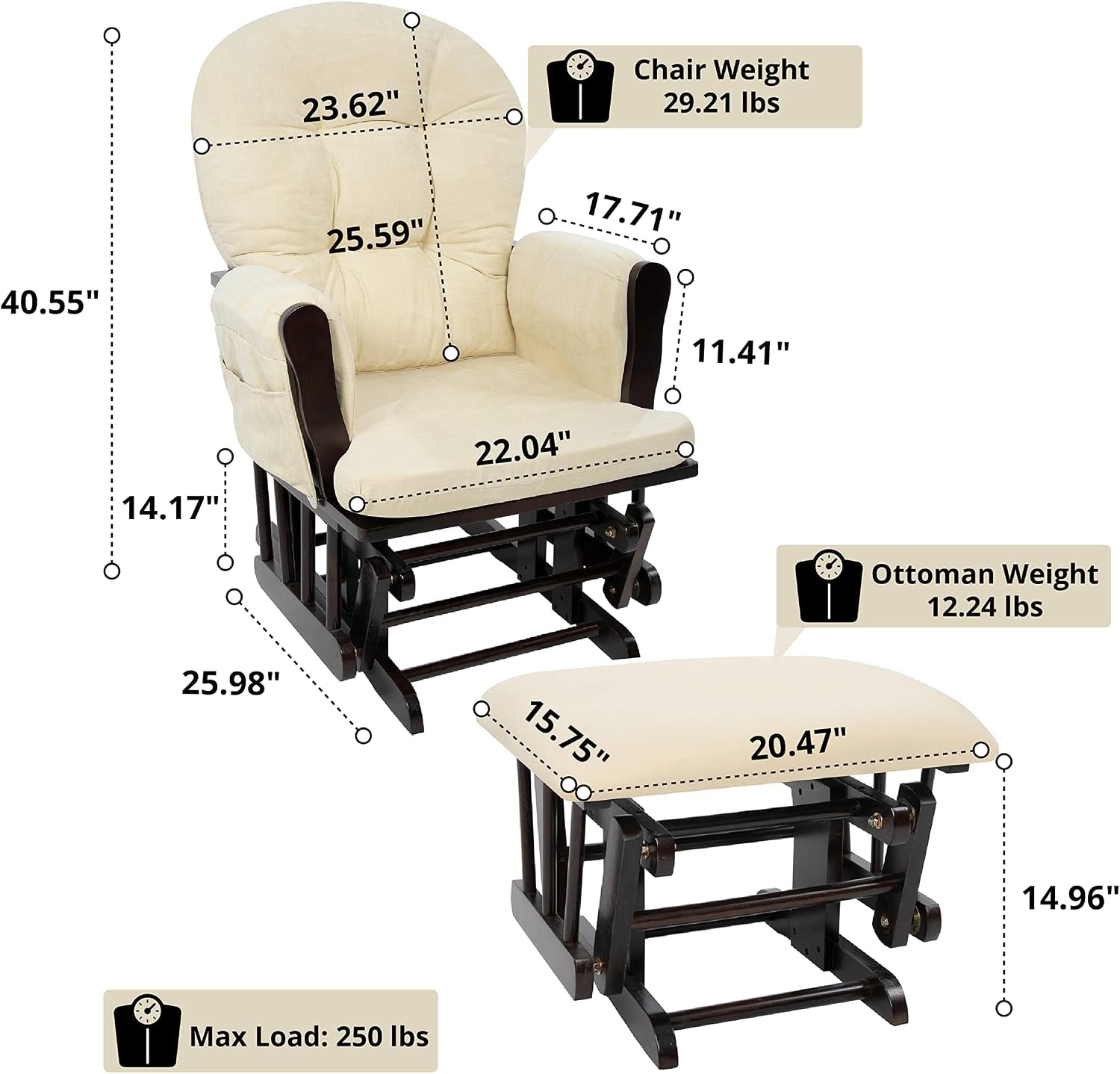 Upholstered Indoor Glider Rock - Baby Nursery Glider Chair review and price