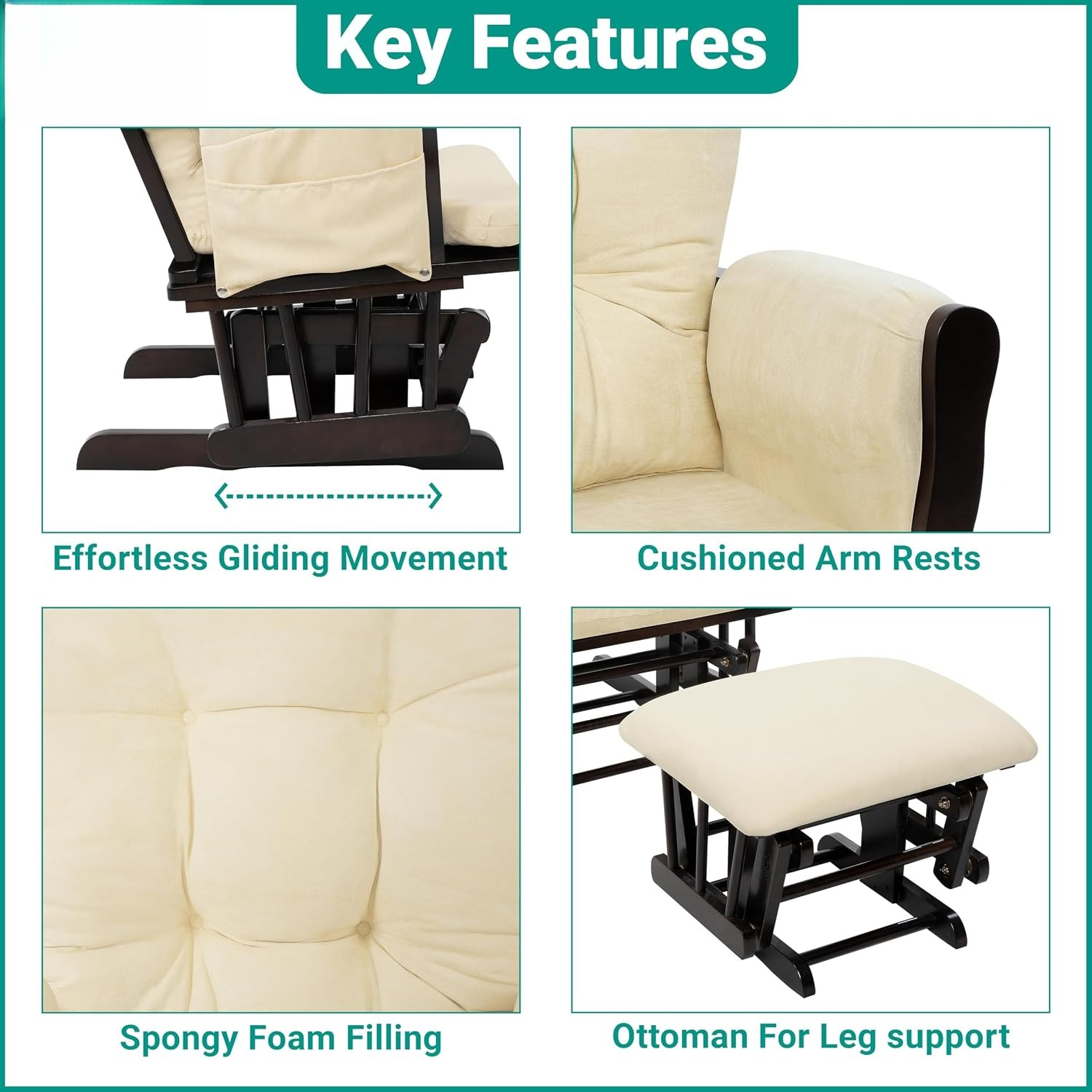 Upholstered Indoor Glider Rock - Baby Nursery Glider Chair review and price