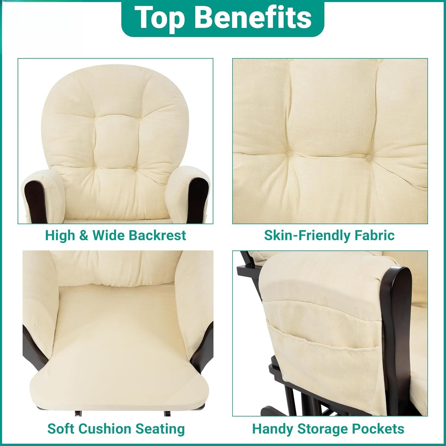 Upholstered Indoor Glider Rock - Baby Nursery Glider Chair review and price