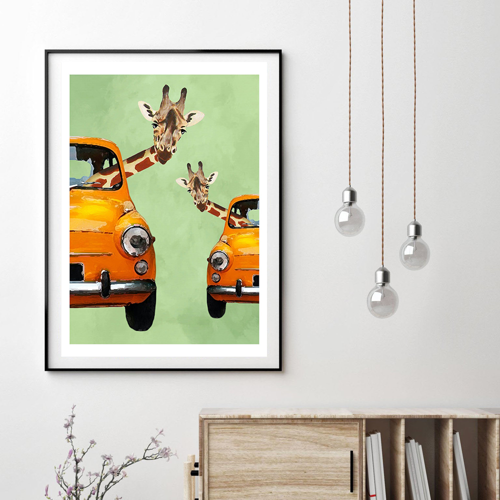 Giraffes In Yellow Cars Cartoo - Baby Nursery Yellow Walls review and price