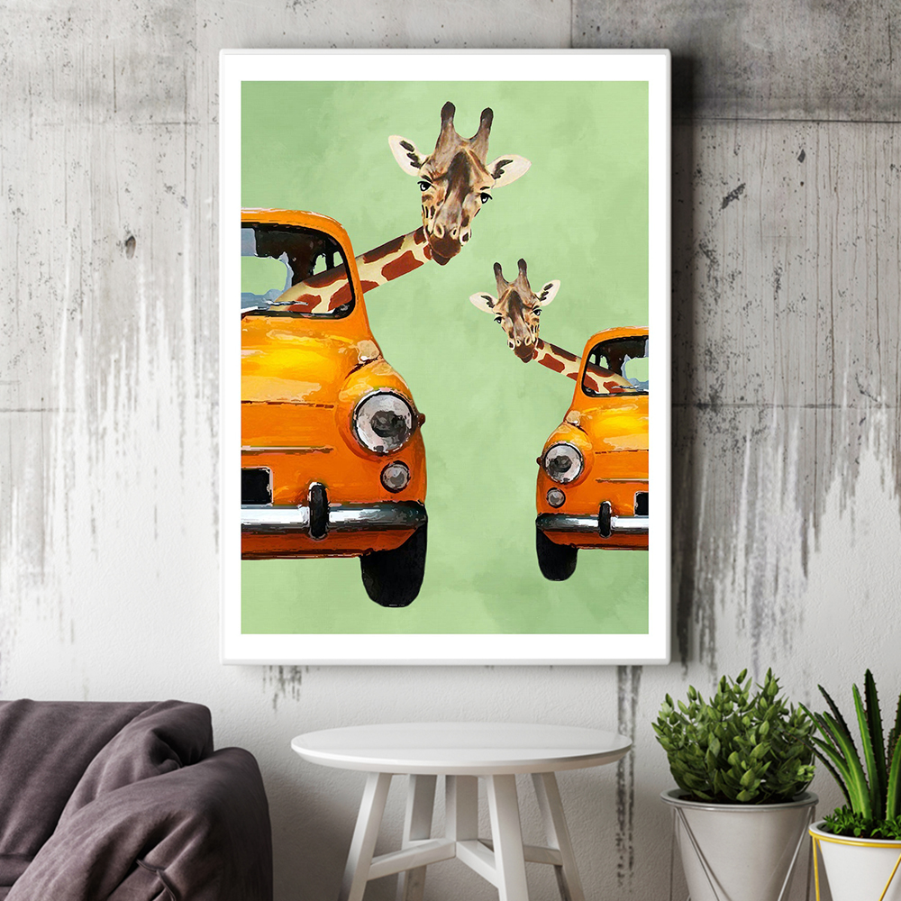 Giraffes In Yellow Cars Cartoo - Baby Nursery Yellow Walls review and price