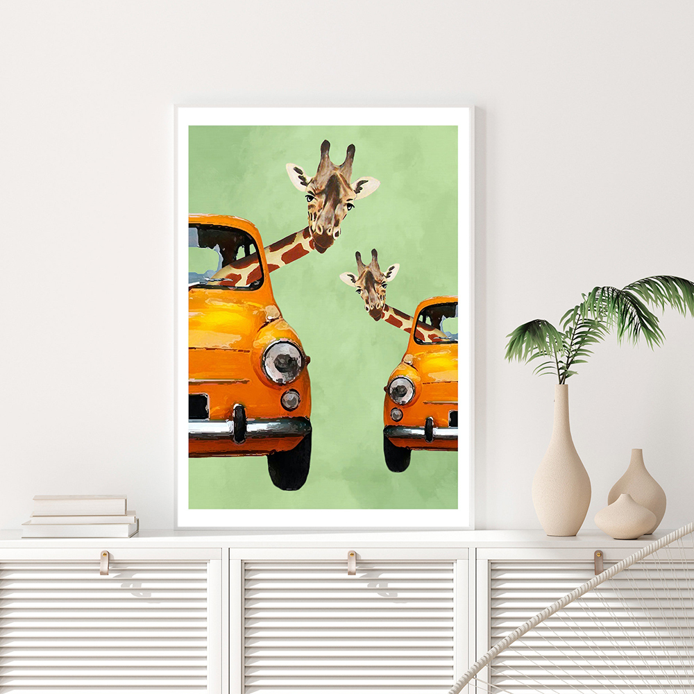 Giraffes In Yellow Cars Cartoo - Baby Nursery Yellow Walls review and price