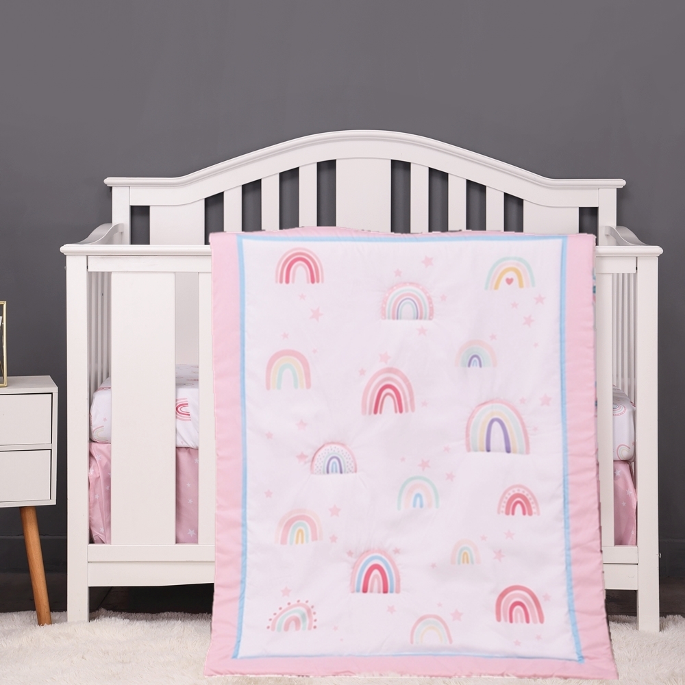 3Pcs Rainbow Baby Infant Crib  - Baby Nursery Bedding Sets review and price