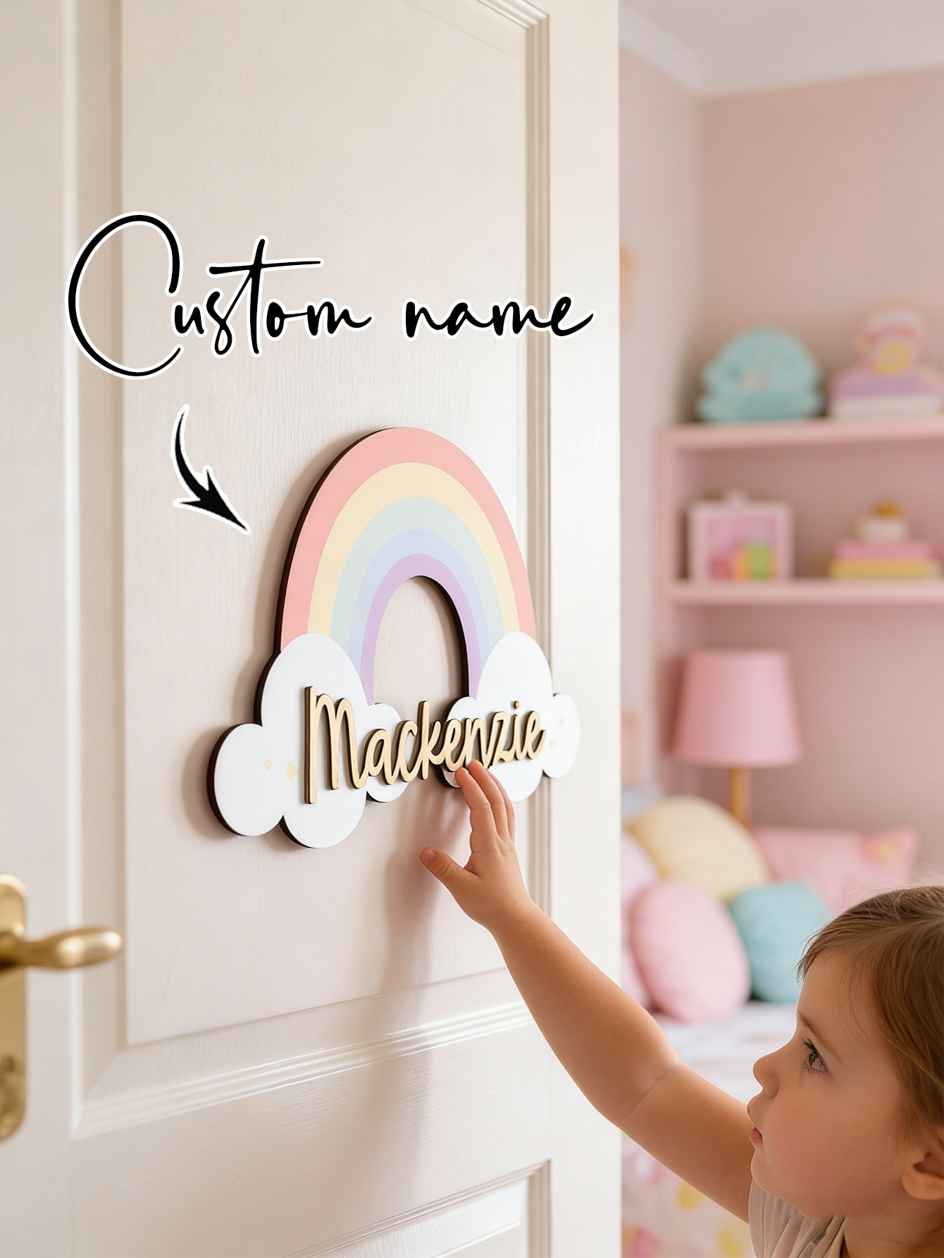 Custom Pastel Rainbow Cloud Wo - Baby Nursery Wall review and price
