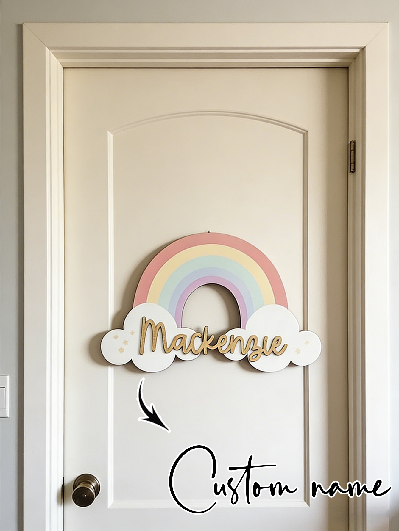 Custom Pastel Rainbow Cloud Wo - Baby Nursery Wall review and price