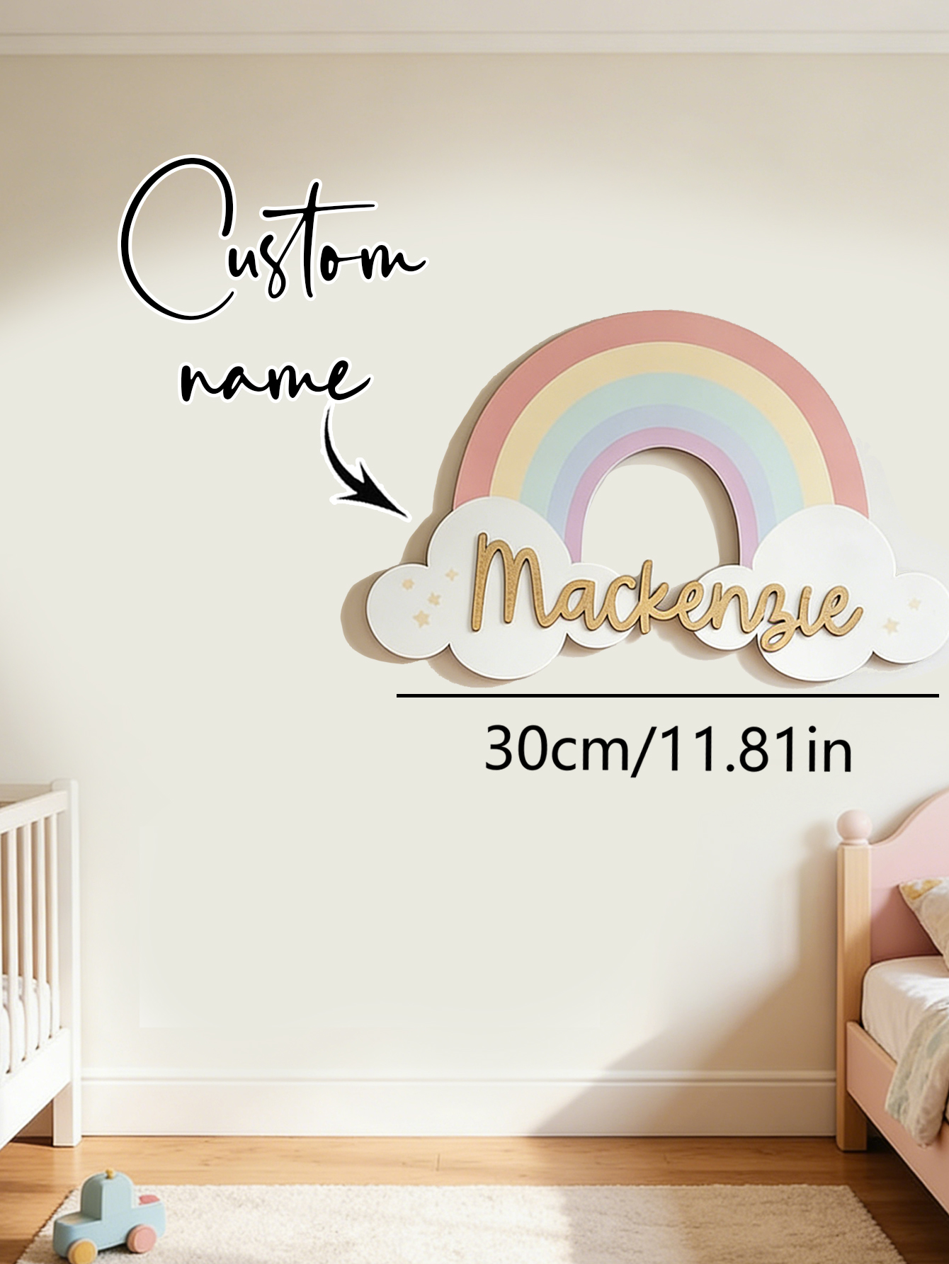 Custom Pastel Rainbow Cloud Wo - Baby Nursery Wall review and price