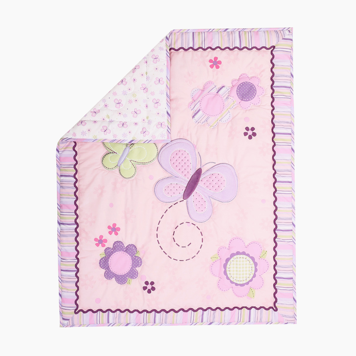3Pcs Purple Butterfly Baby Gir - Baby Nursery Bedding Sets review and price