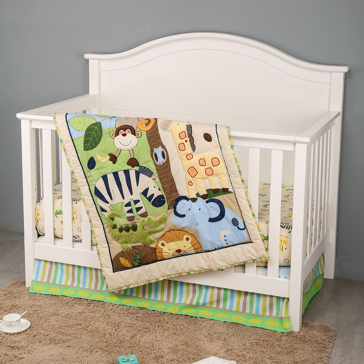 3Pcs Embroidered baby crib bed - Baby Nursery Quilts review and price