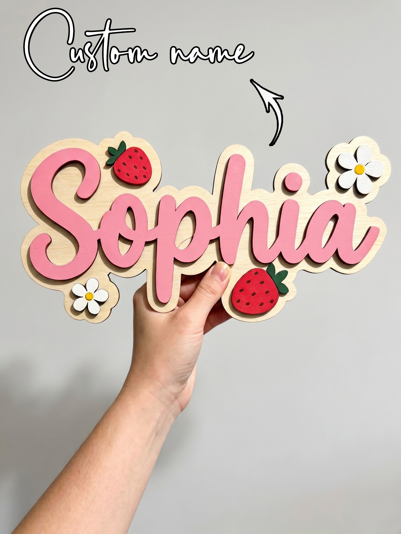 Custom Name Strawberry Daisy W - Baby Nursery Wall review and price