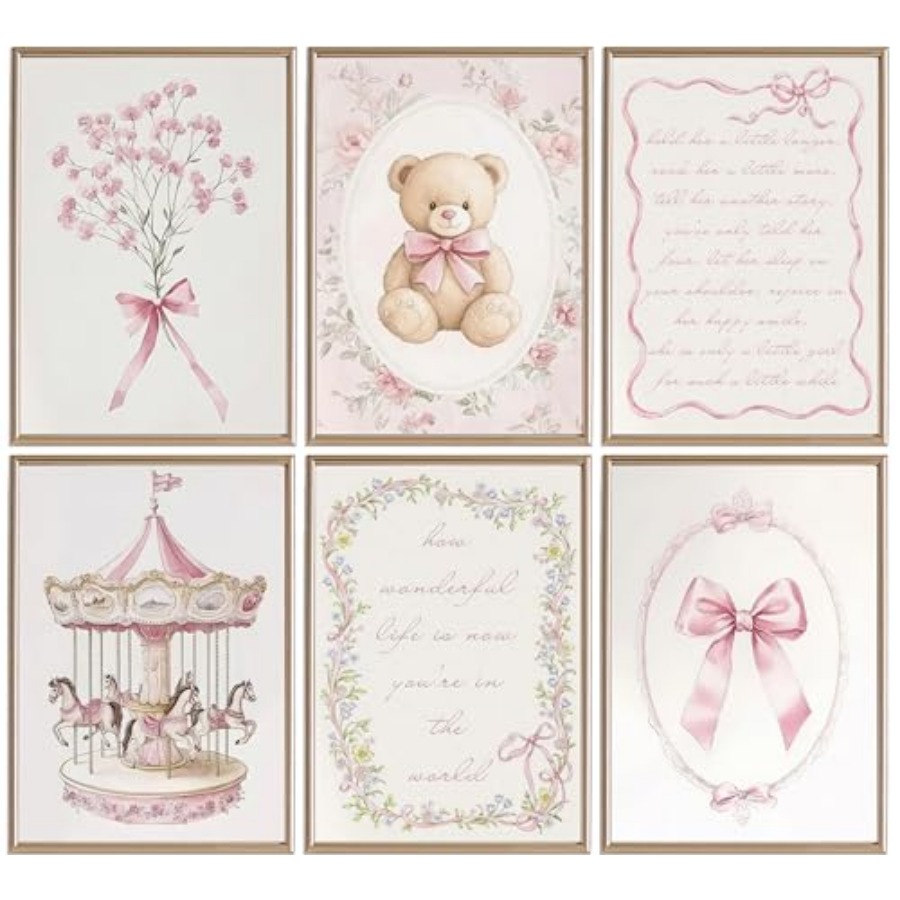 6pcs Pink Vintage Baby Girl Nu - Baby Nursery Vintage Decor review and price