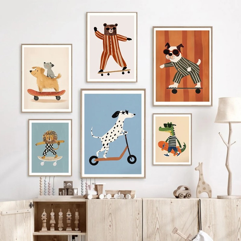 1pc frameless Funny Animals Ra - Baby Nursery Wall review and price