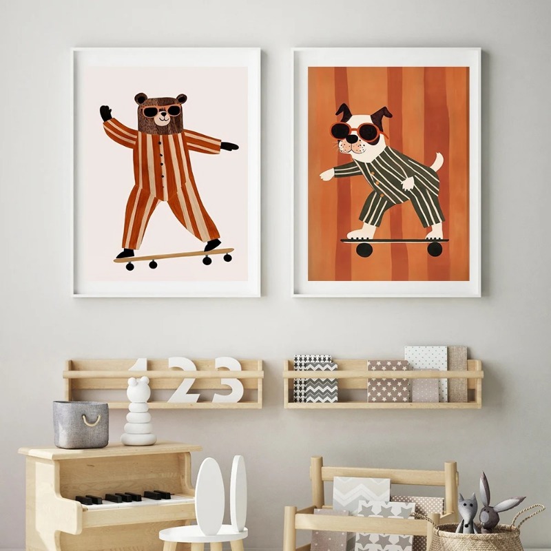 1pc frameless Funny Animals Ra - Baby Nursery Wall review and price